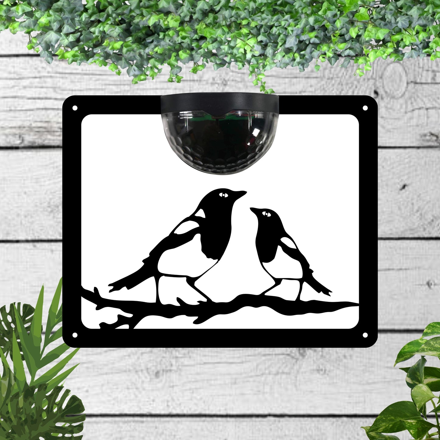 Magpies Garden Solar Wall Plaque Wall Art