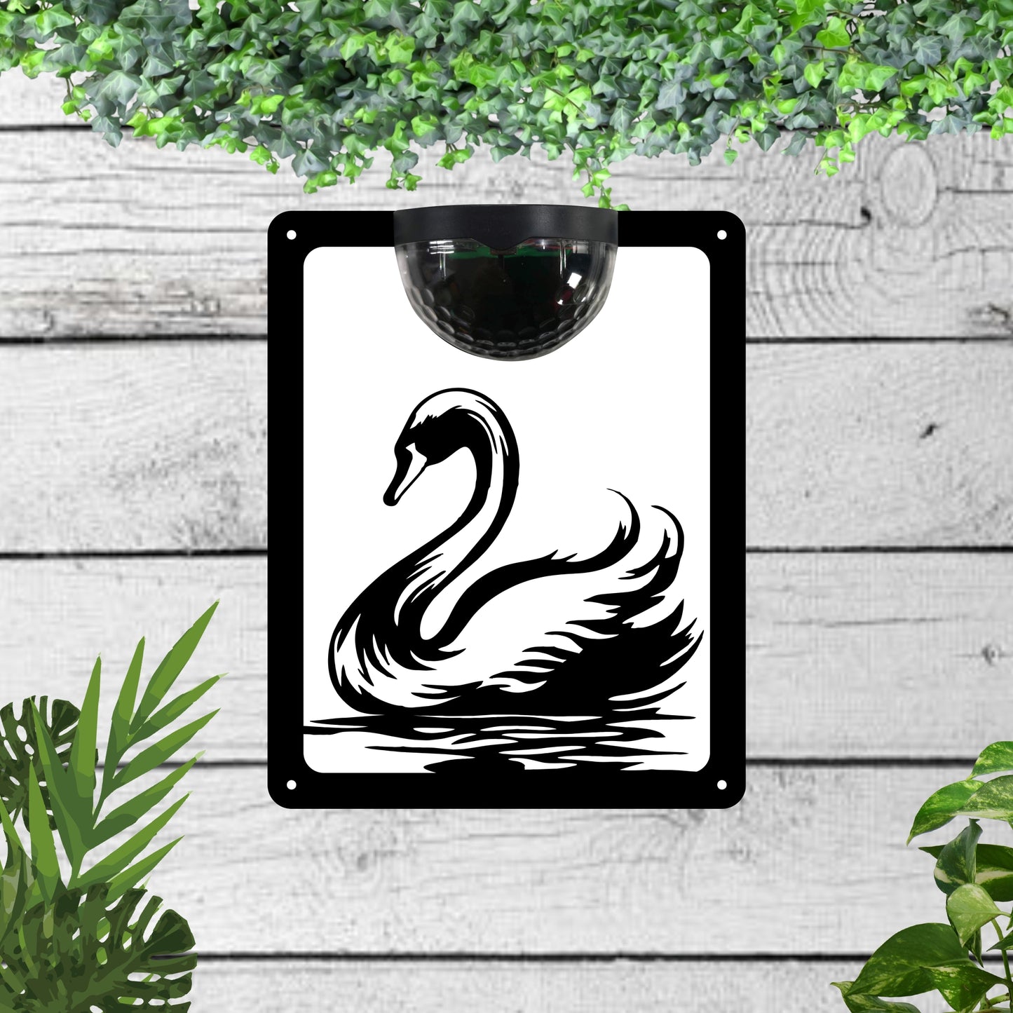 Swan Garden Solar Wall Plaque Wall Art