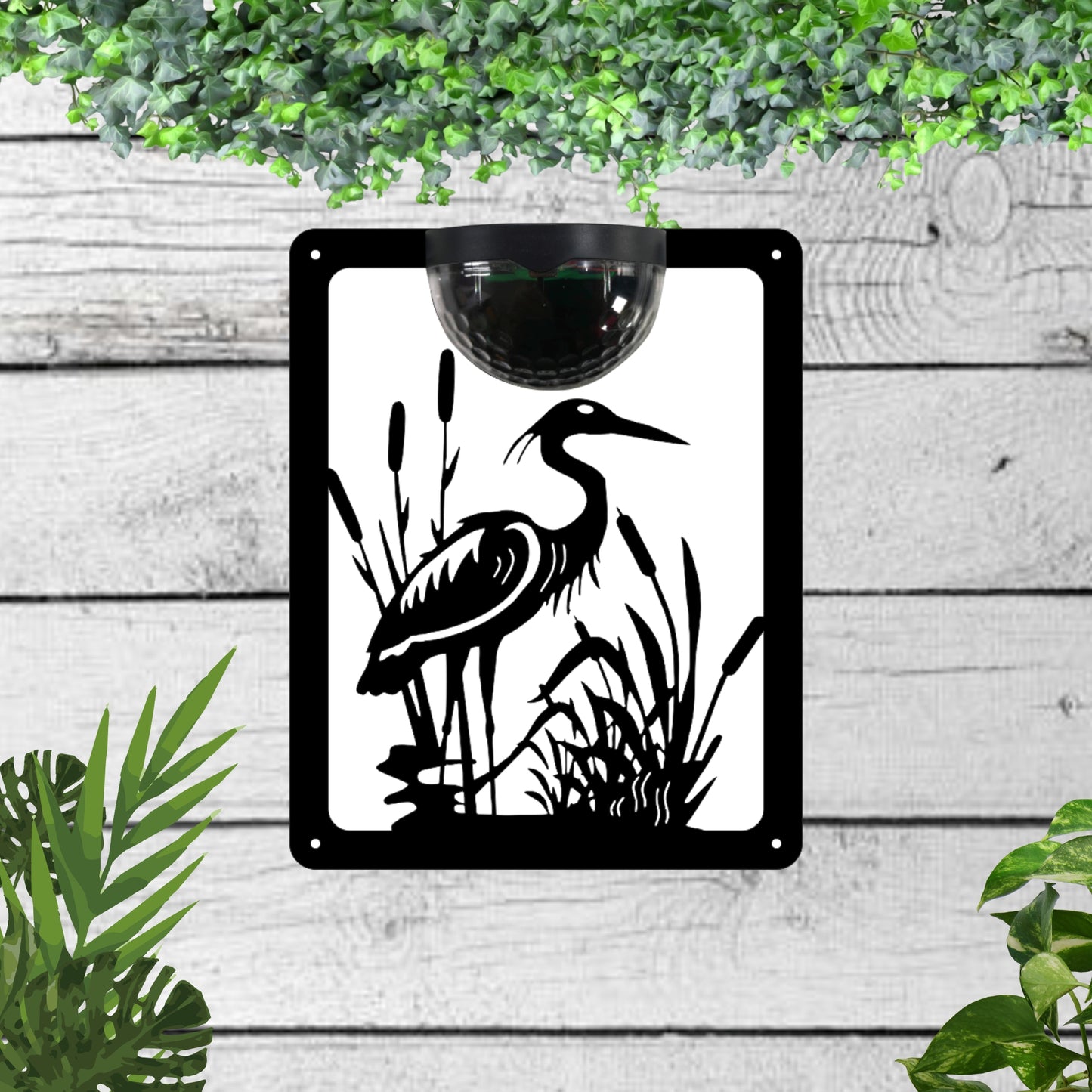Heron Garden Solar Wall Plaque Wall Art