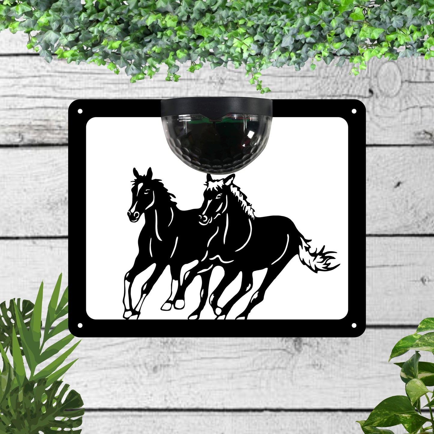 Horses Garden Solar Wall Plaque Wall Art