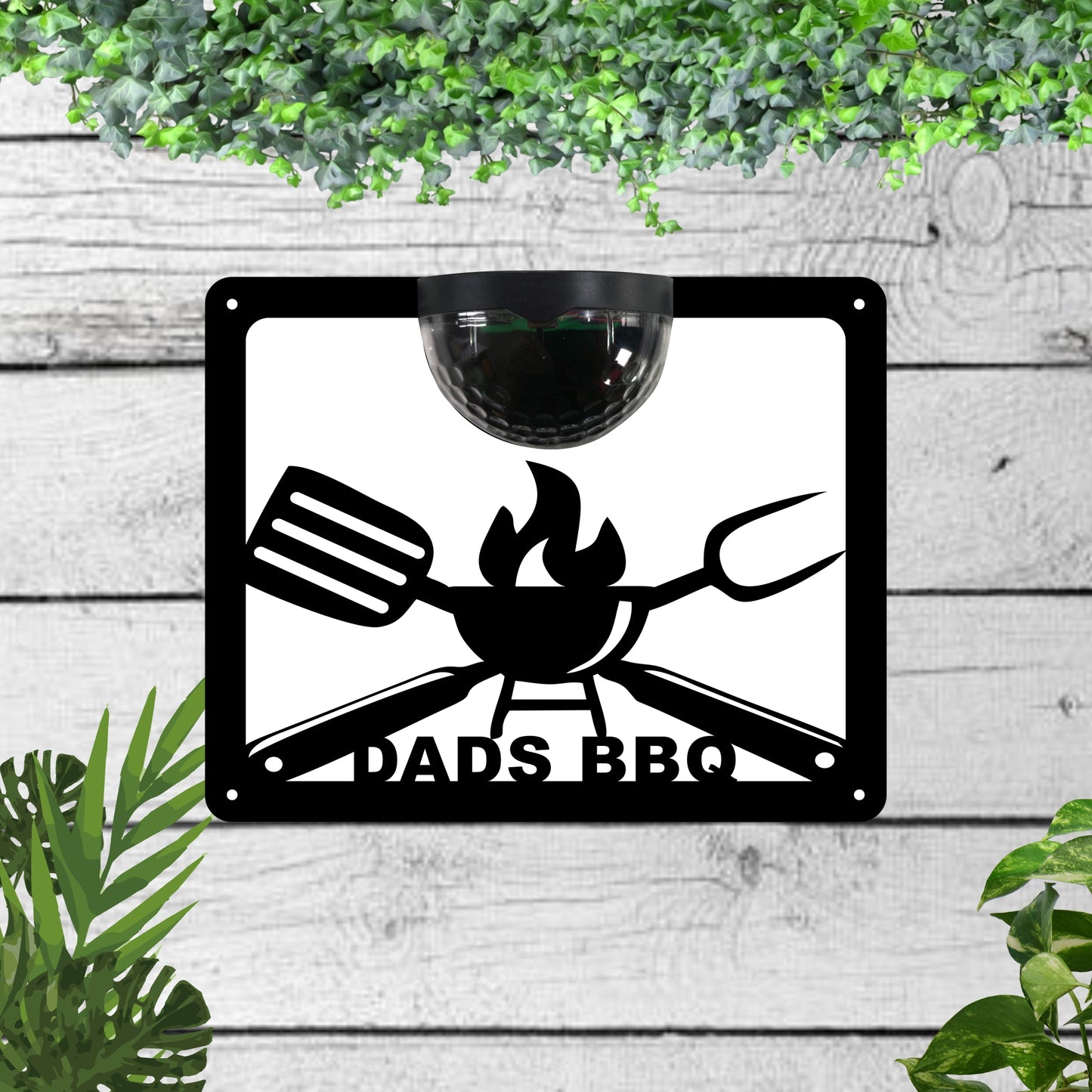Dads BBQ Garden Solar Wall Plaque Wall Art