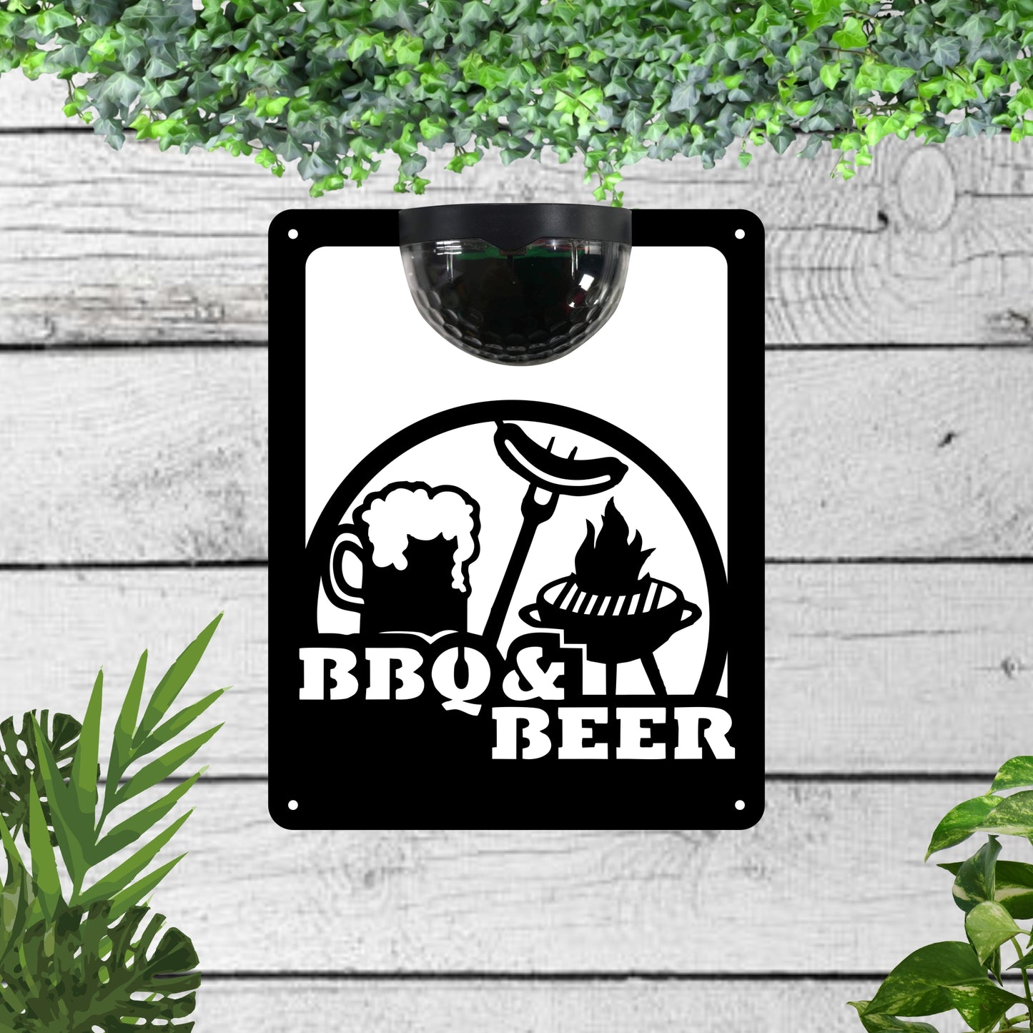 Barbeque and beer Garden Solar Wall Plaque Wall Art