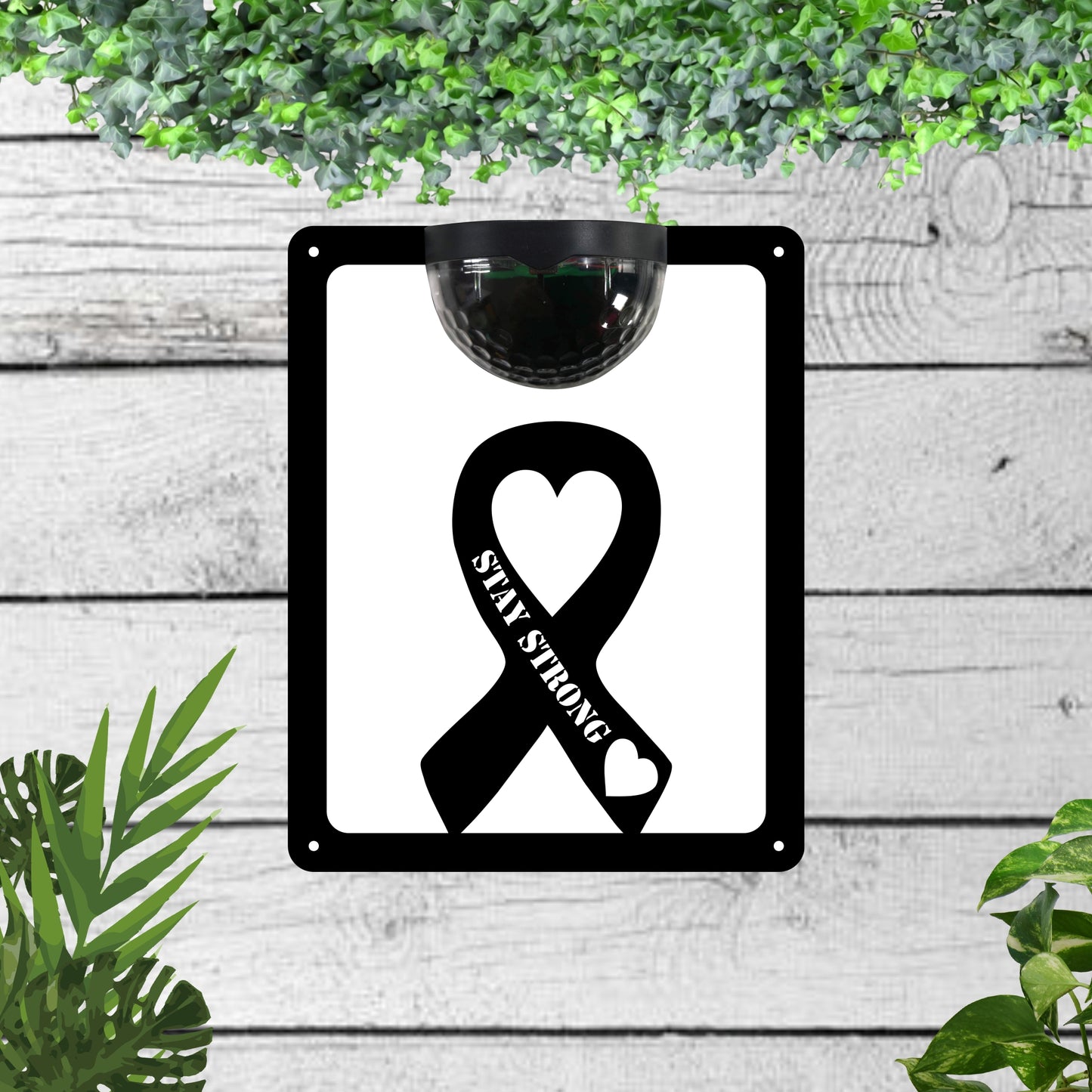 Cancer ribbon Garden Solar Wall Plaque Wall Art