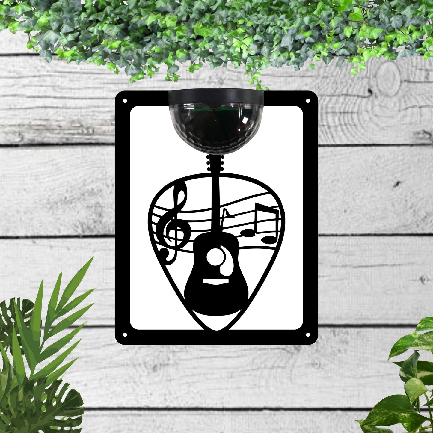 Acoustic Guitar Garden Solar Wall Plaque Wall Art