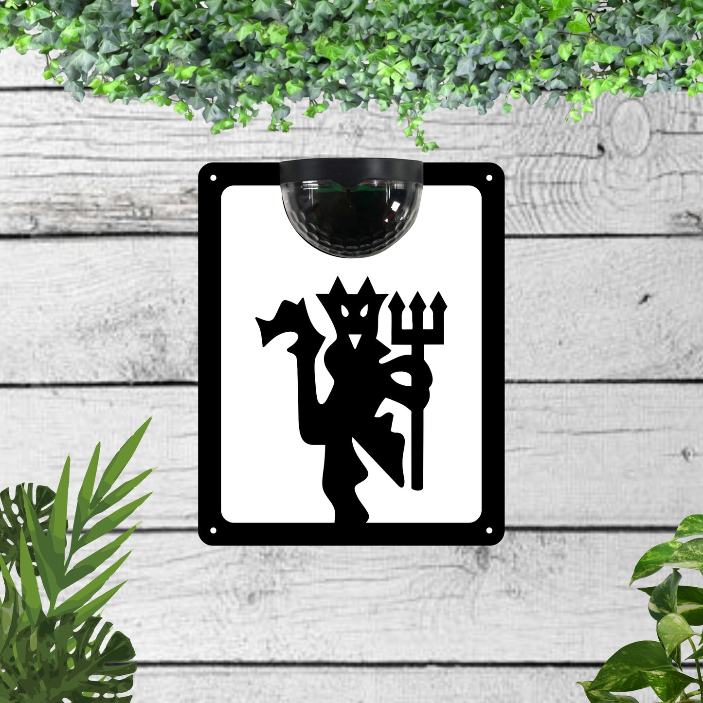 Red Devil Garden Solar Wall Plaque Wall Art