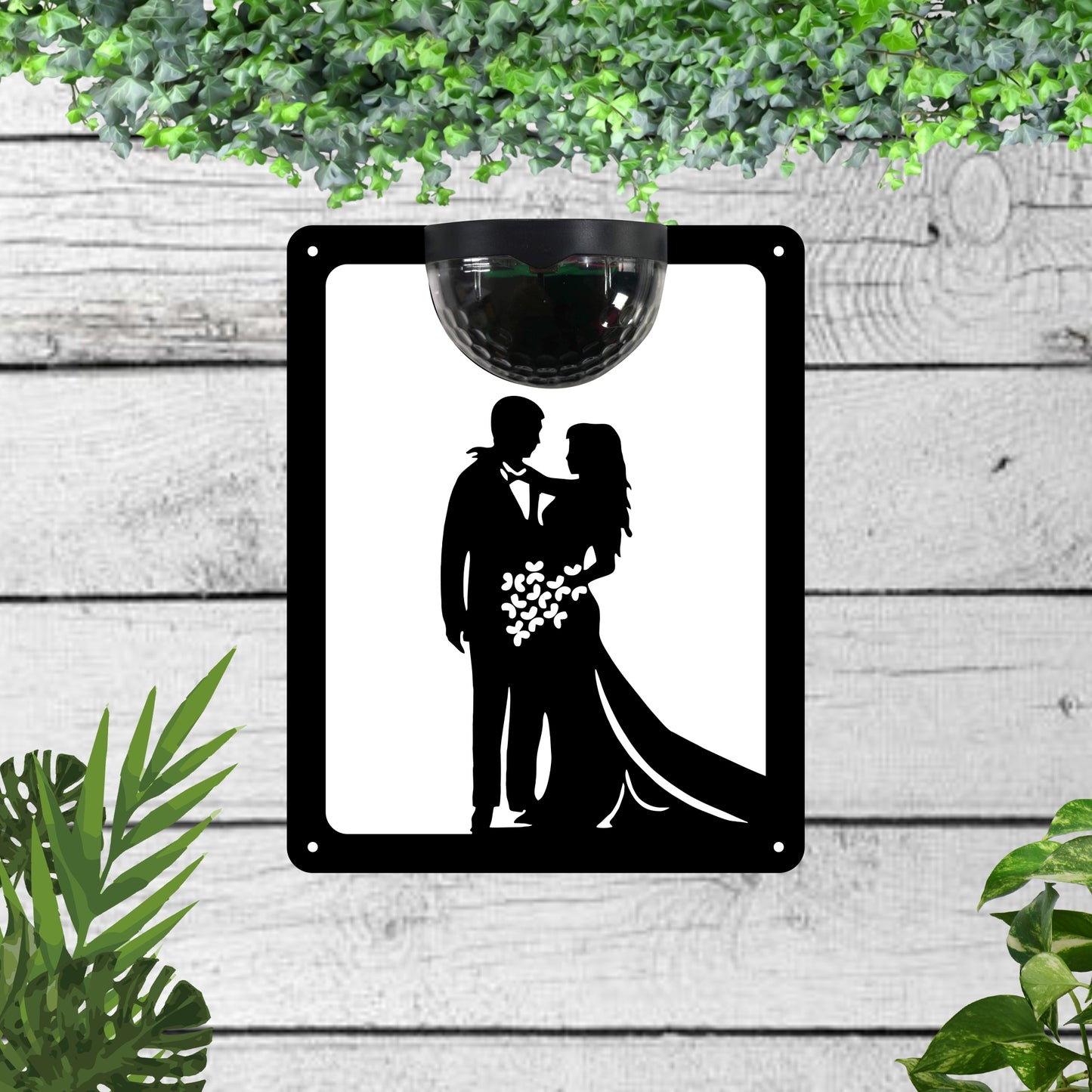 Bride and Groom Garden Solar Wall Plaque Wall Art