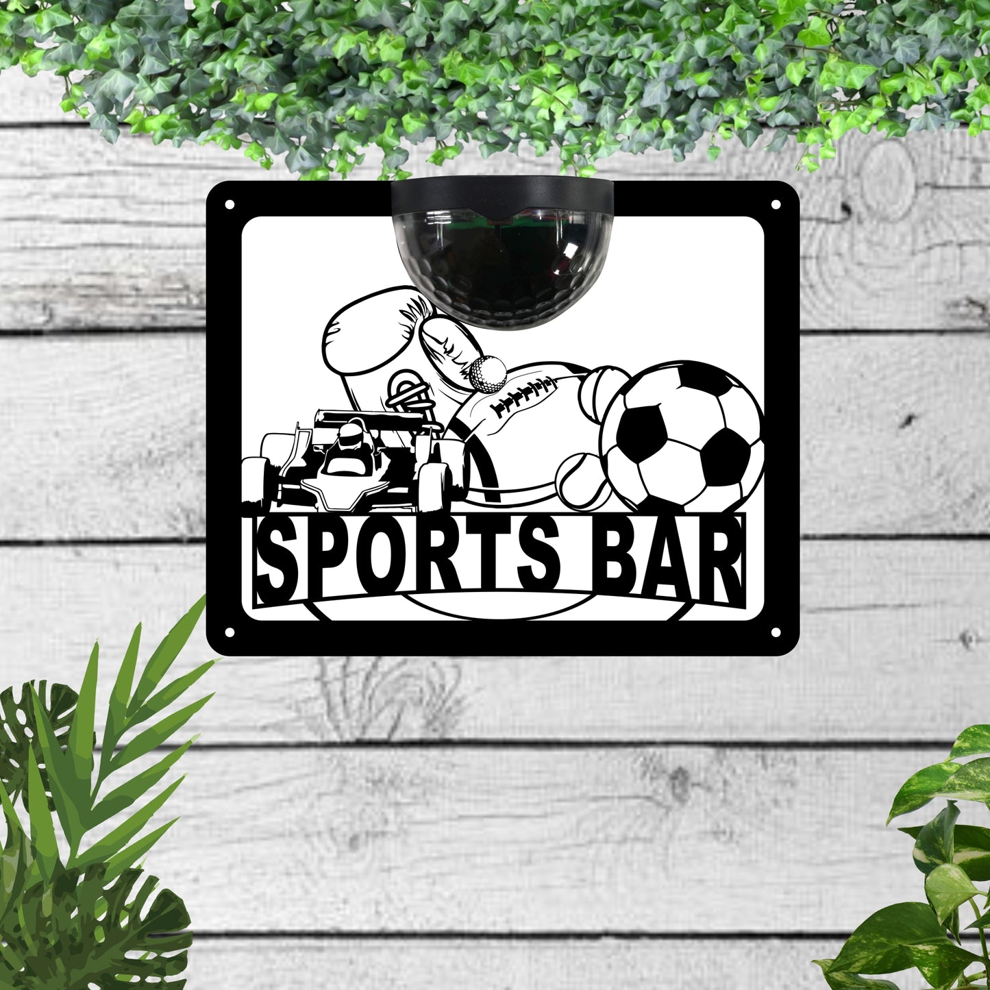 Sports bar Garden Solar Wall Plaque Wall Art