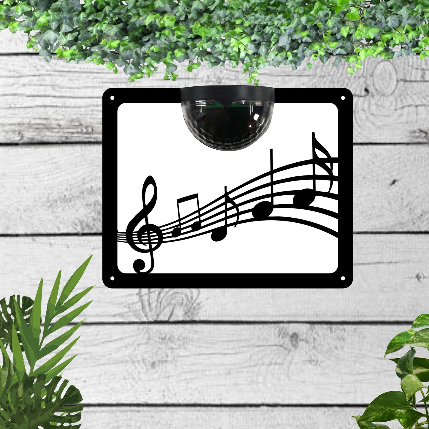 Music Notes Garden Solar Wall Plaque Wall Art