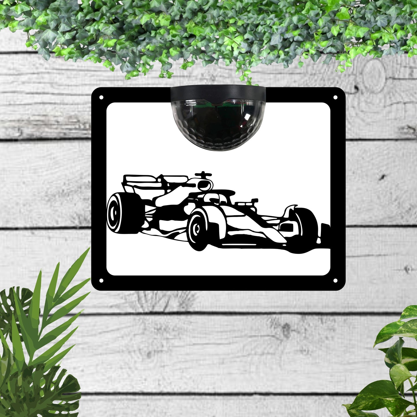 F1 Racing car Garden Solar Wall Plaque Wall Art