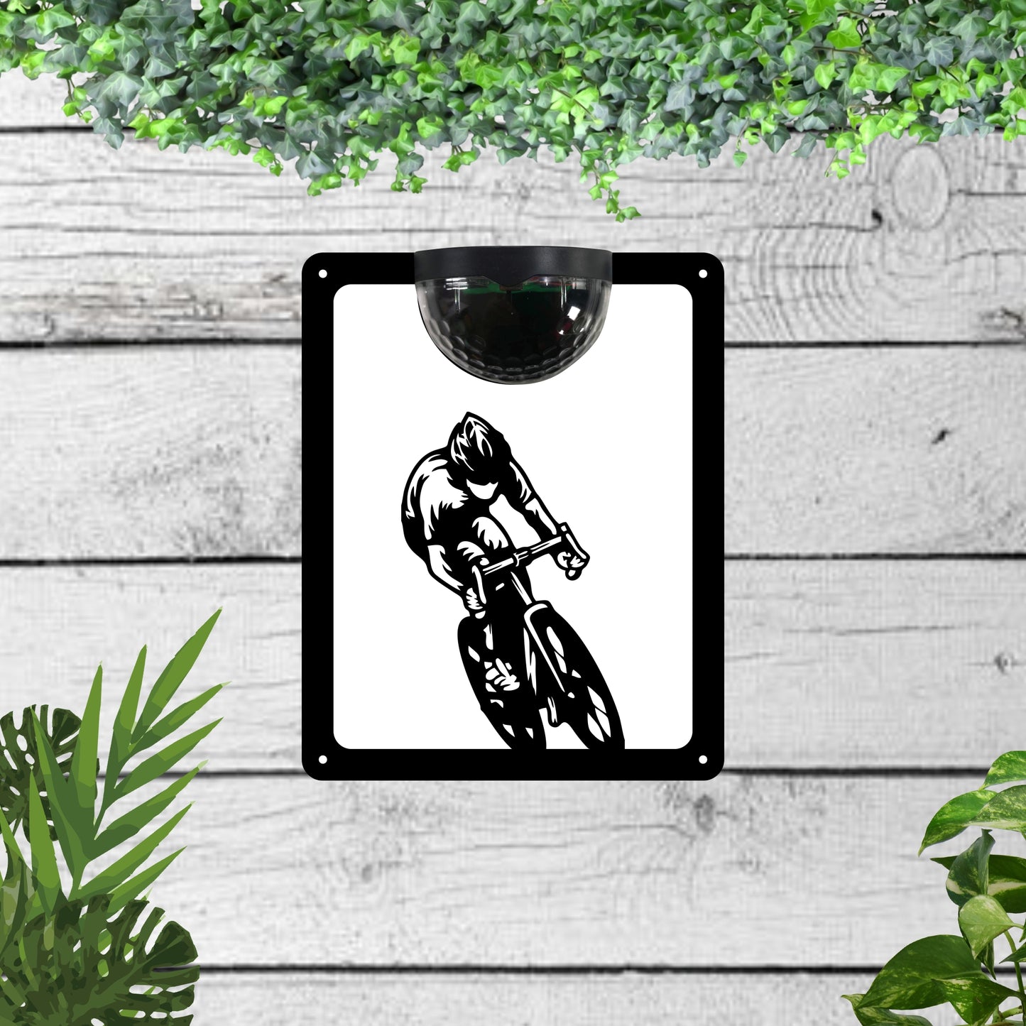Cycling Garden Solar Wall Plaque Wall Art