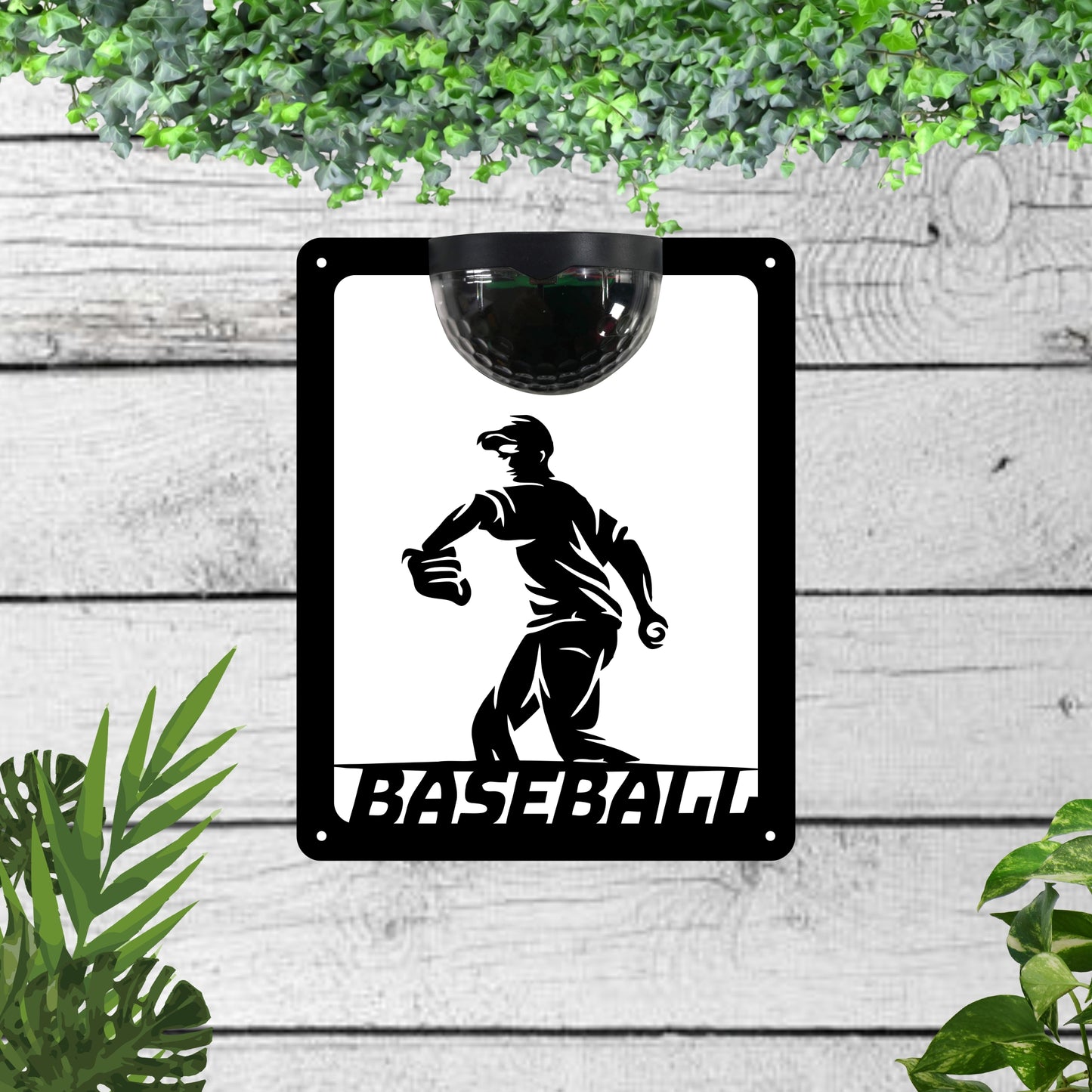Baseball Garden Solar Wall Plaque Wall Art