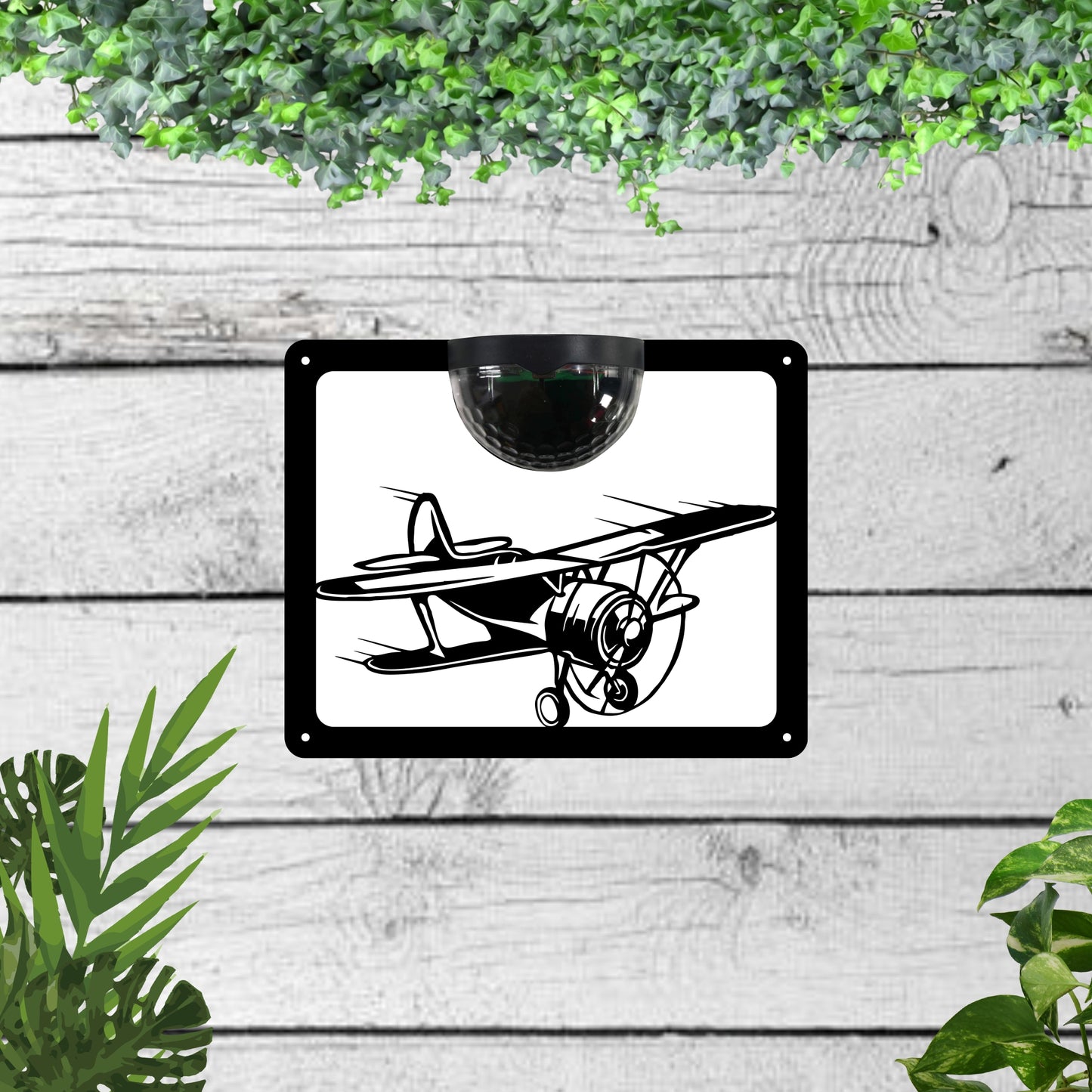 Aeroplane Garden Solar Wall Plaque Wall Art