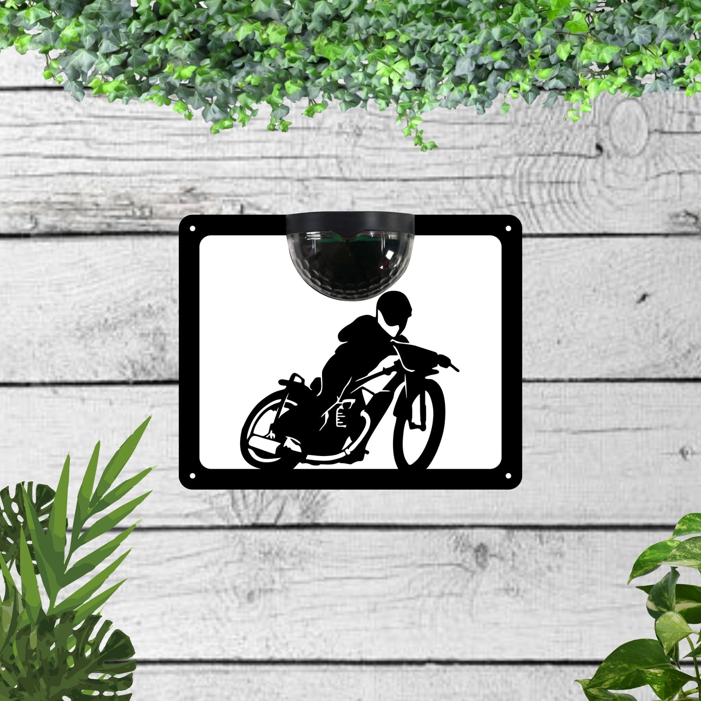 Motorbike Garden Solar Wall Plaque Wall Art