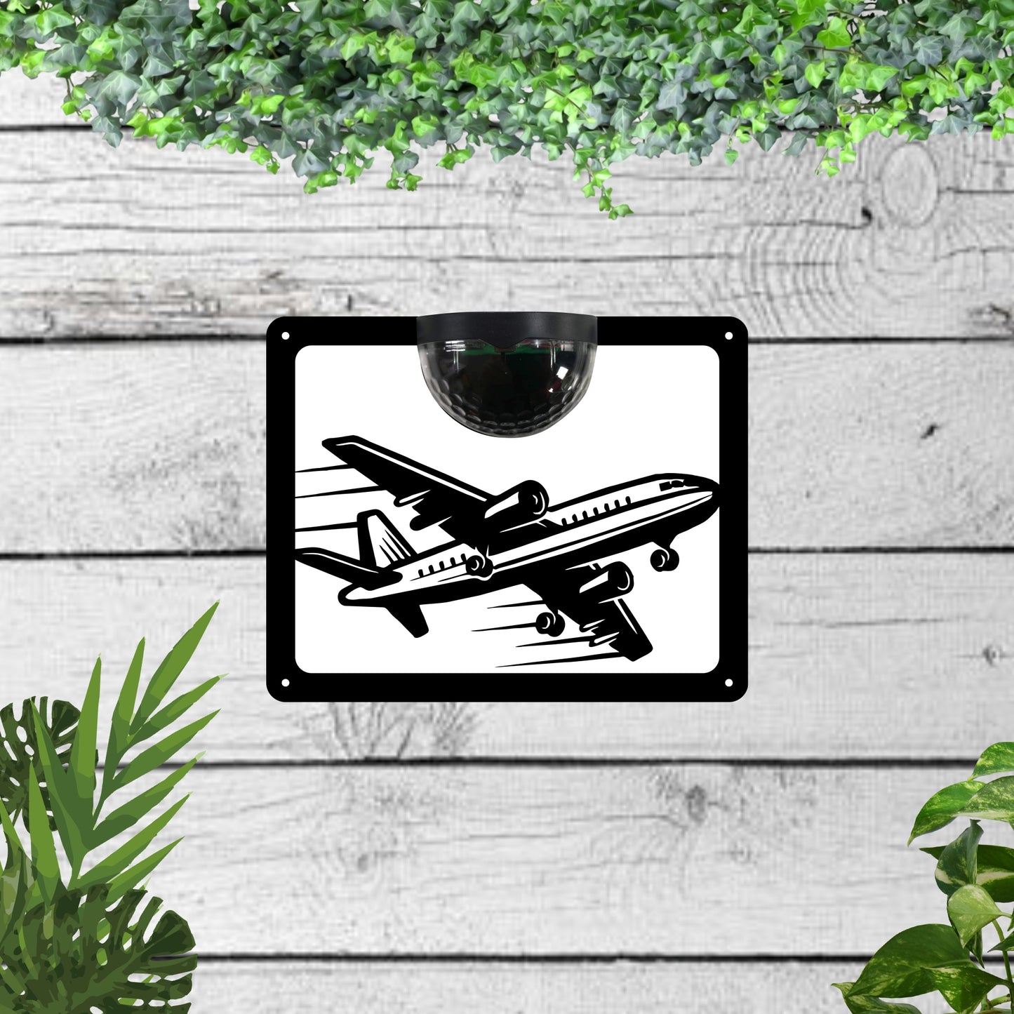 Aeroplane Garden Solar Wall Plaque Wall Art