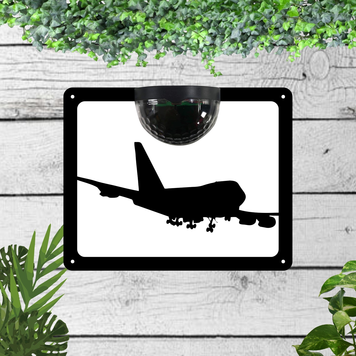 Aeroplane Garden Solar Wall Plaque Wall Art