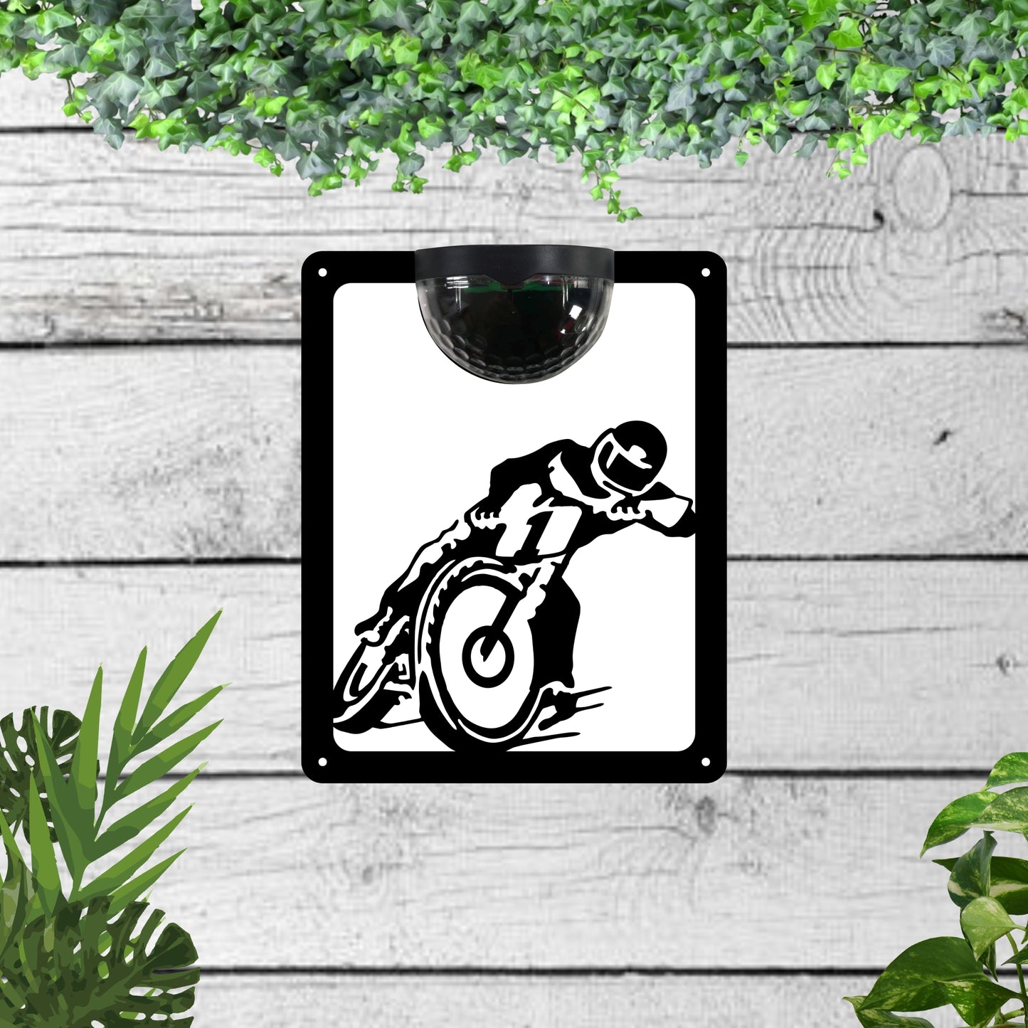 Motorbike Garden Solar Wall Plaque Wall Art
