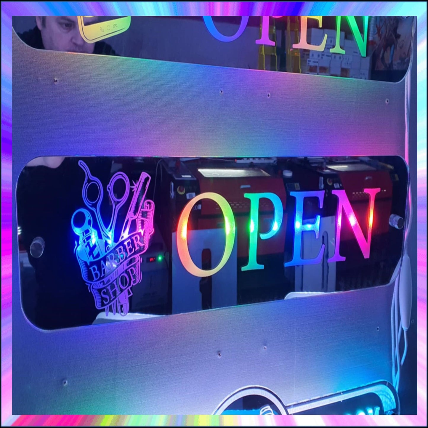 Barber L.E.D Mirror with 366 Light Modes and 12 Static Light Colours and remote