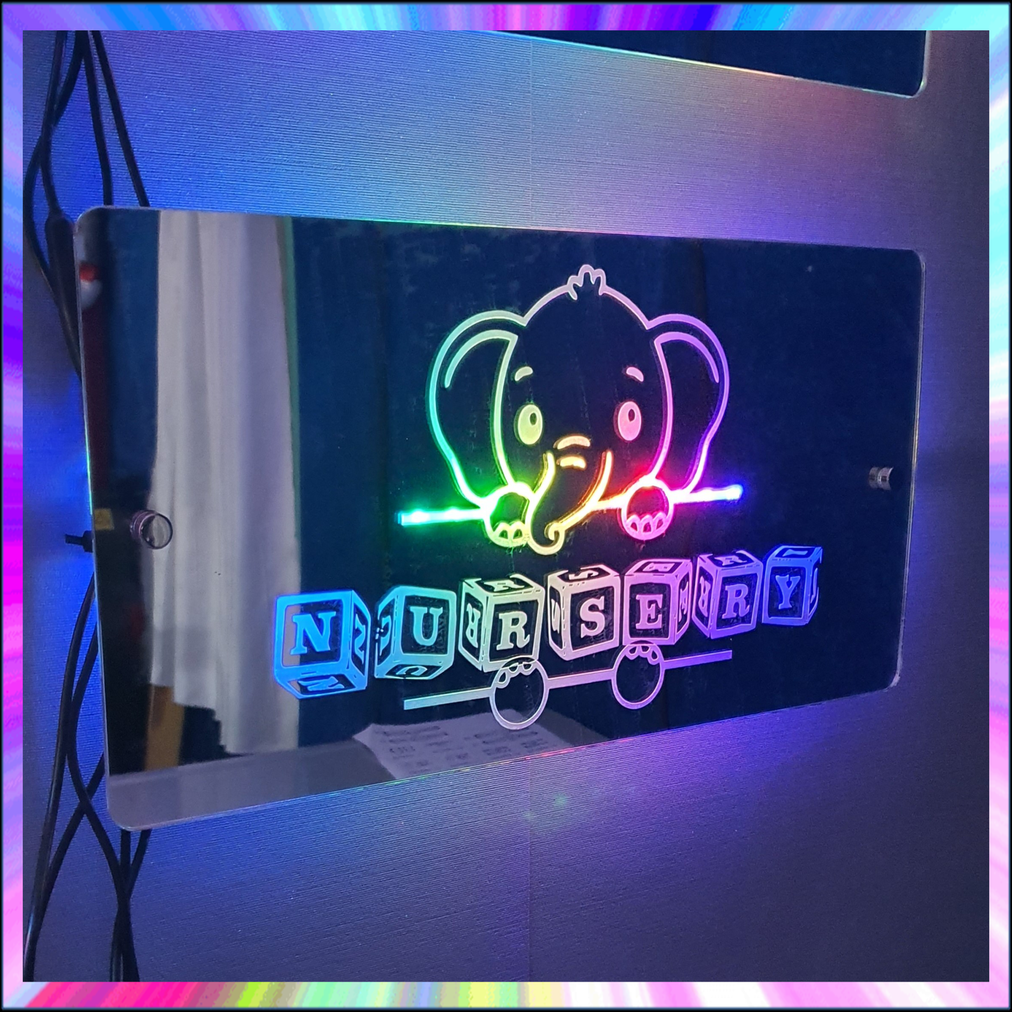 Personalised Elephent L.E.D Mirror with 366 Light Modes and 12 Static Light Colours and remote (Copy)
