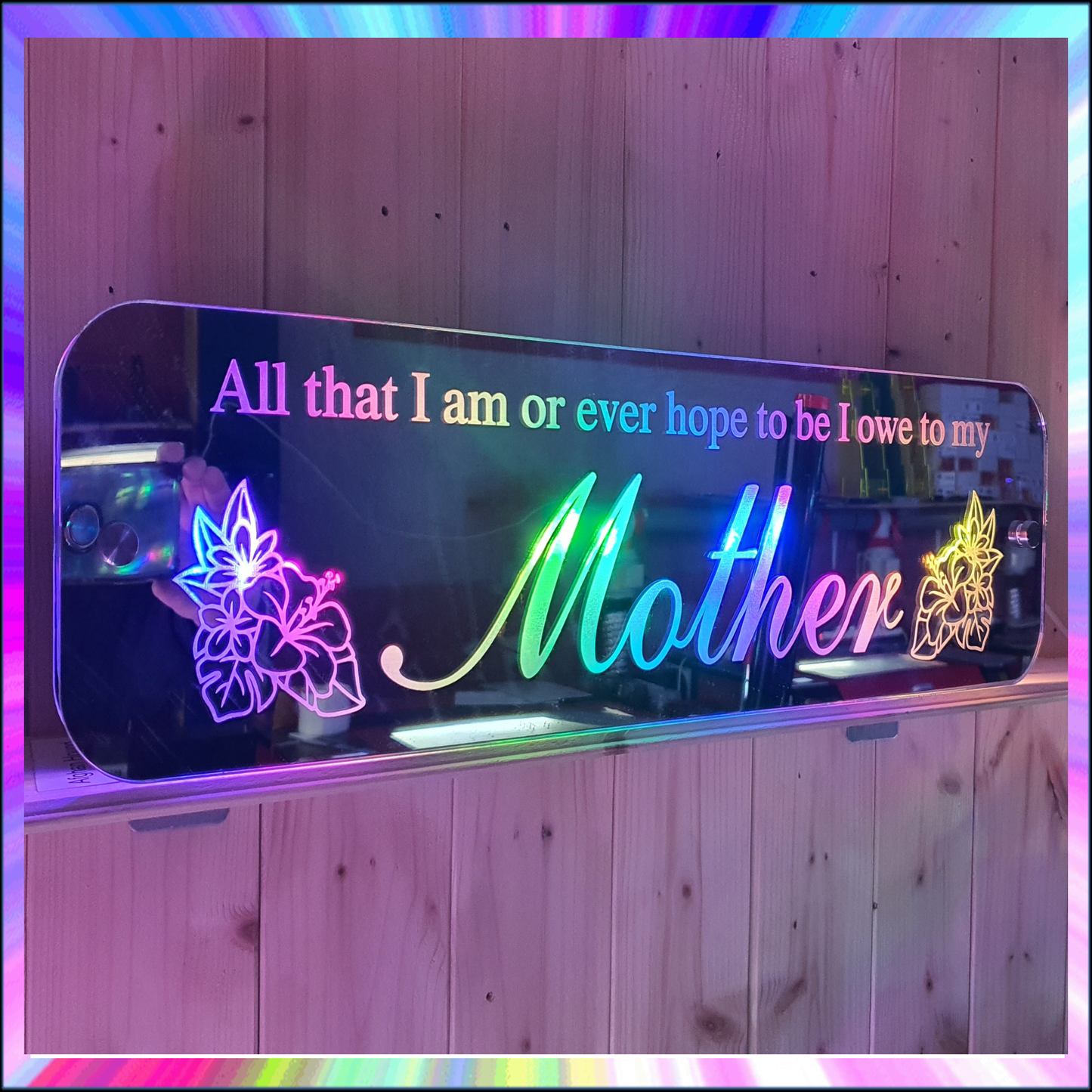 Mother L.E.D Mirror with 366 Light Modes and 12 Static Light Colours and remote