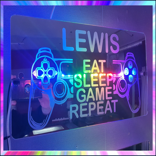 Playstation Eat Sleep Game Repeat L.E.D Mirror with 366 Light Modes and 12 Static Light Colours and remote