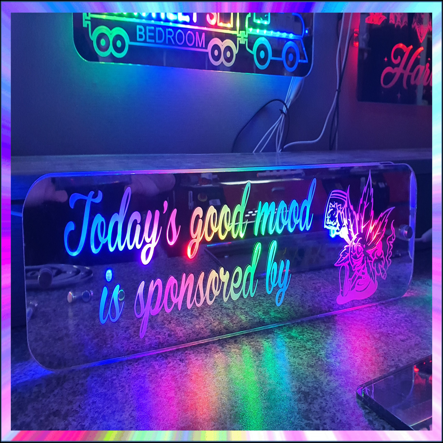 Todays good mood L.E.D Mirror with 366 Light Modes and 12 Static Light Colours and remote