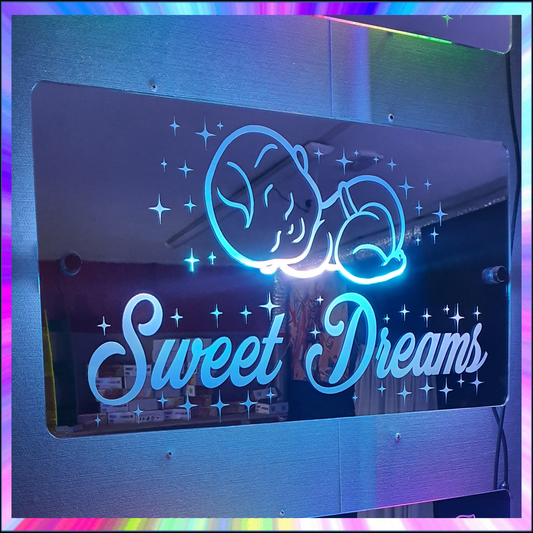 Personalised Baby L.E.D Mirror with 366 Light Modes and 12 Static Light Colours and remote