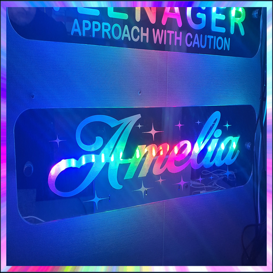 Any Name L.E.D Mirror with 366 Light Modes and 12 Static Light Colours and remote