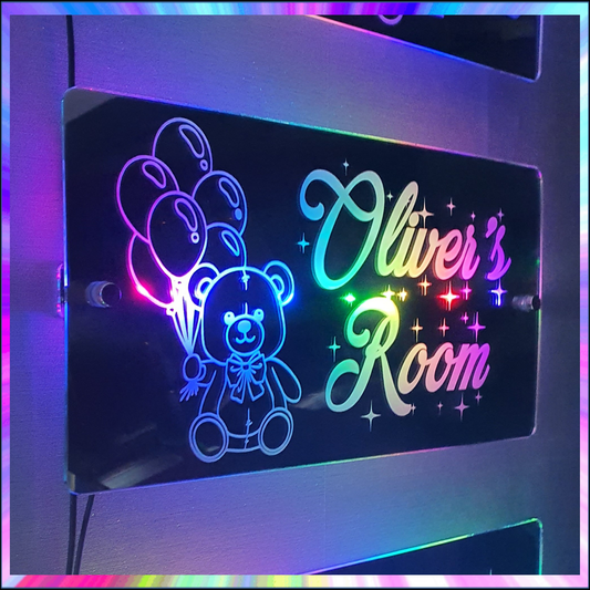 Personalised Teddy Bear L.E.D Mirror with 366 Light Modes and 12 Static Light Colours and remote