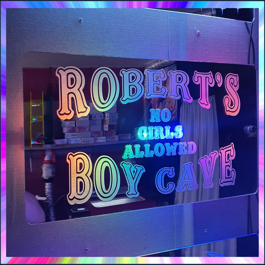 Personalised Boy cave L.E.D Mirror with 366 Light Modes and 12 Static Light Colours and remote (Copy) (Copy)