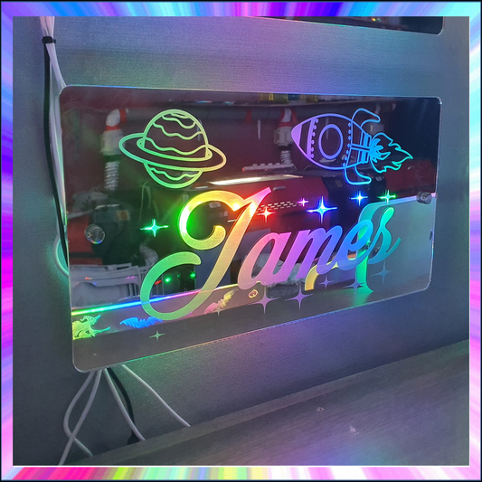 Personalised Space Theme L.E.D Mirror with 366 Light Modes and 12 Static Light Colours and remote