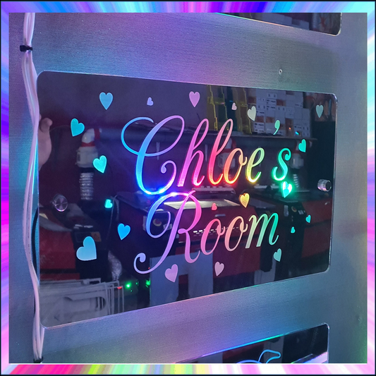 Name With Hearts L.E.D Mirror with 366 Light Modes and 12 Static Light Colours and remote