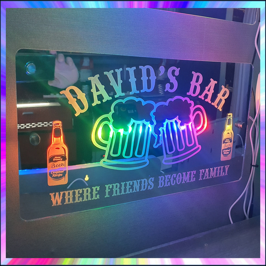 Home Bar L.E.D Mirror with 366 Light Modes and 12 Static Light Colours and remote