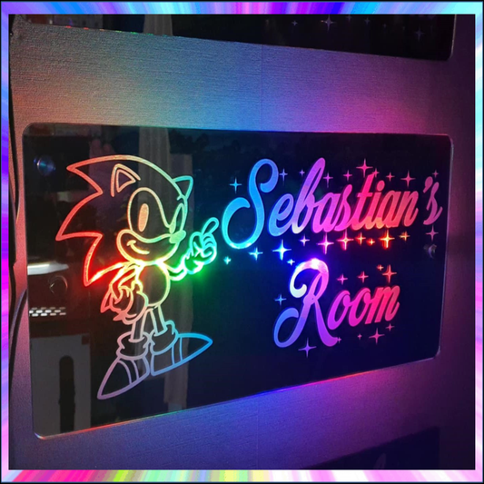 Personalised Sonic L.E.D Mirror with 366 Light Modes and 12 Static Light Colours and remote