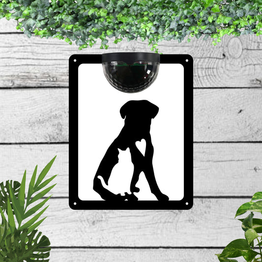 Cat and dog Garden Solar Wall Plaque Wall Art