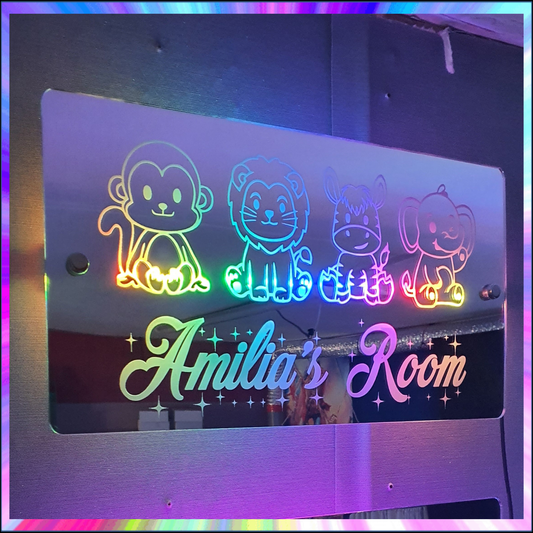 Personalised Animal L.E.D Mirror with 366 Light Modes and 12 Static Light Colours and remote