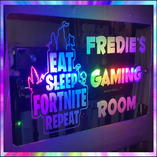 Fortnite eat sleep game repeatL.E.D Mirror with 366 Light Modes and 12 Static Light Colours and remote
