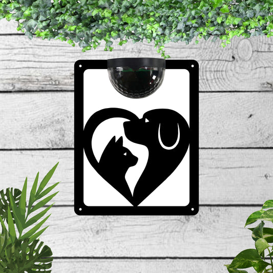 Cat and dog Garden Solar Wall Plaque Wall Art