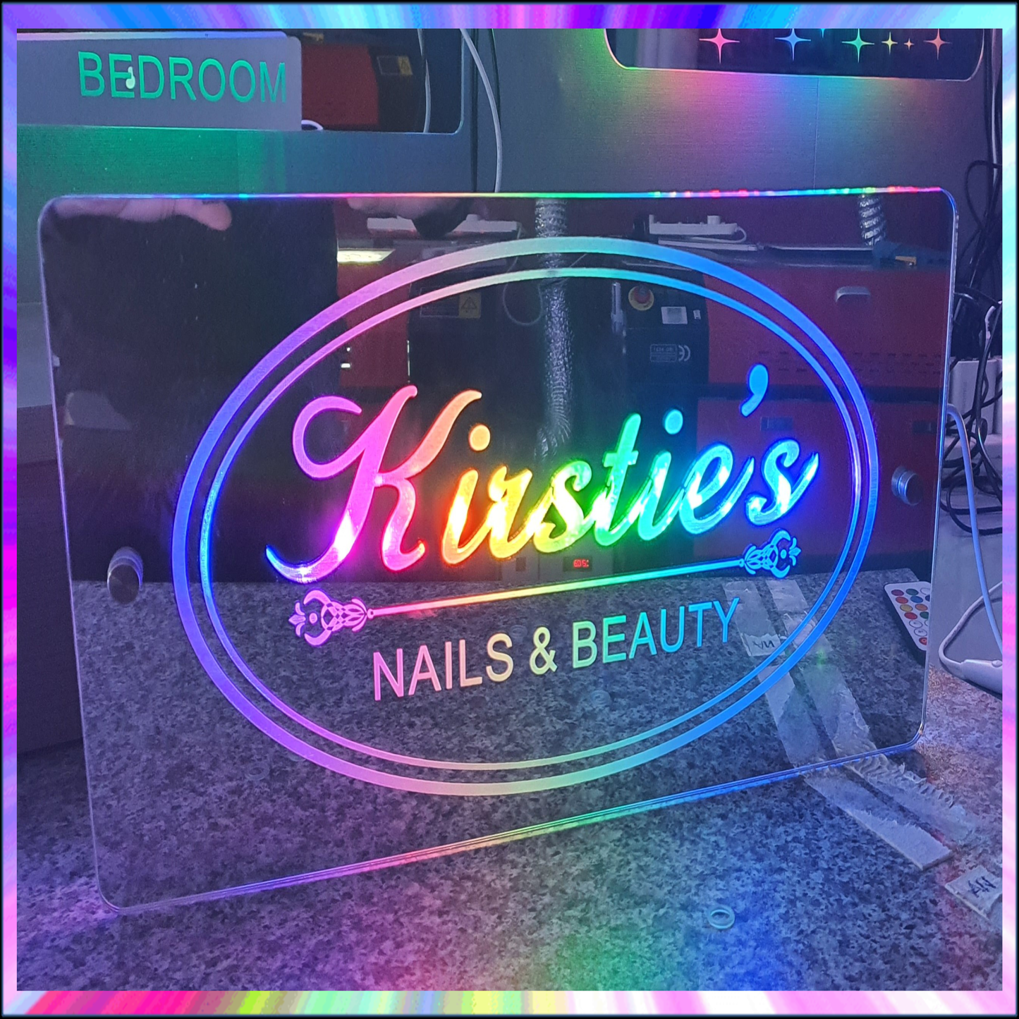 Personalised Beauty L.E.D Mirror with 366 Light Modes and 12 Static Light Colours and remote