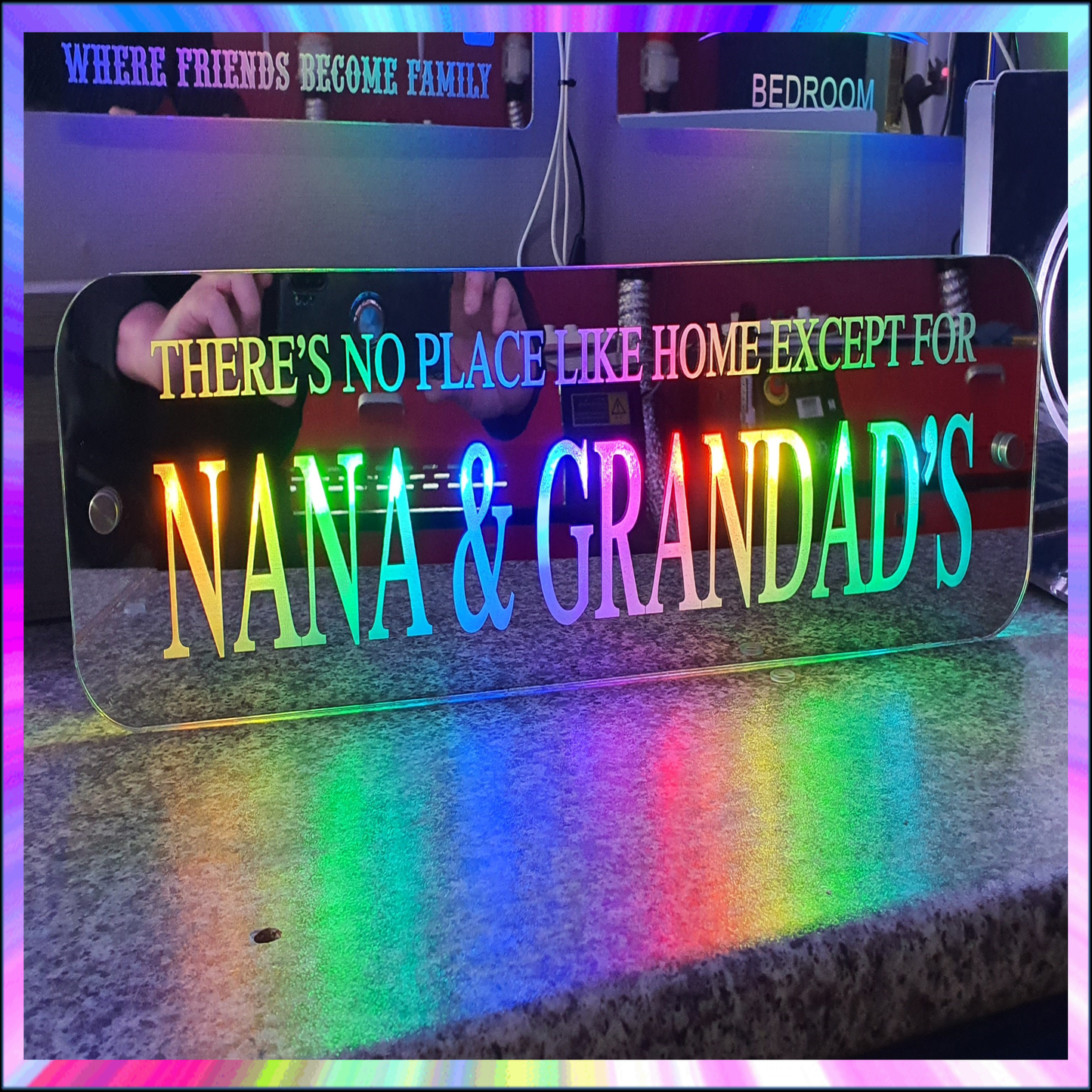 Nana And Grandads L.E.D Mirror with 366 Light Modes and 12 Static Light Colours and remote