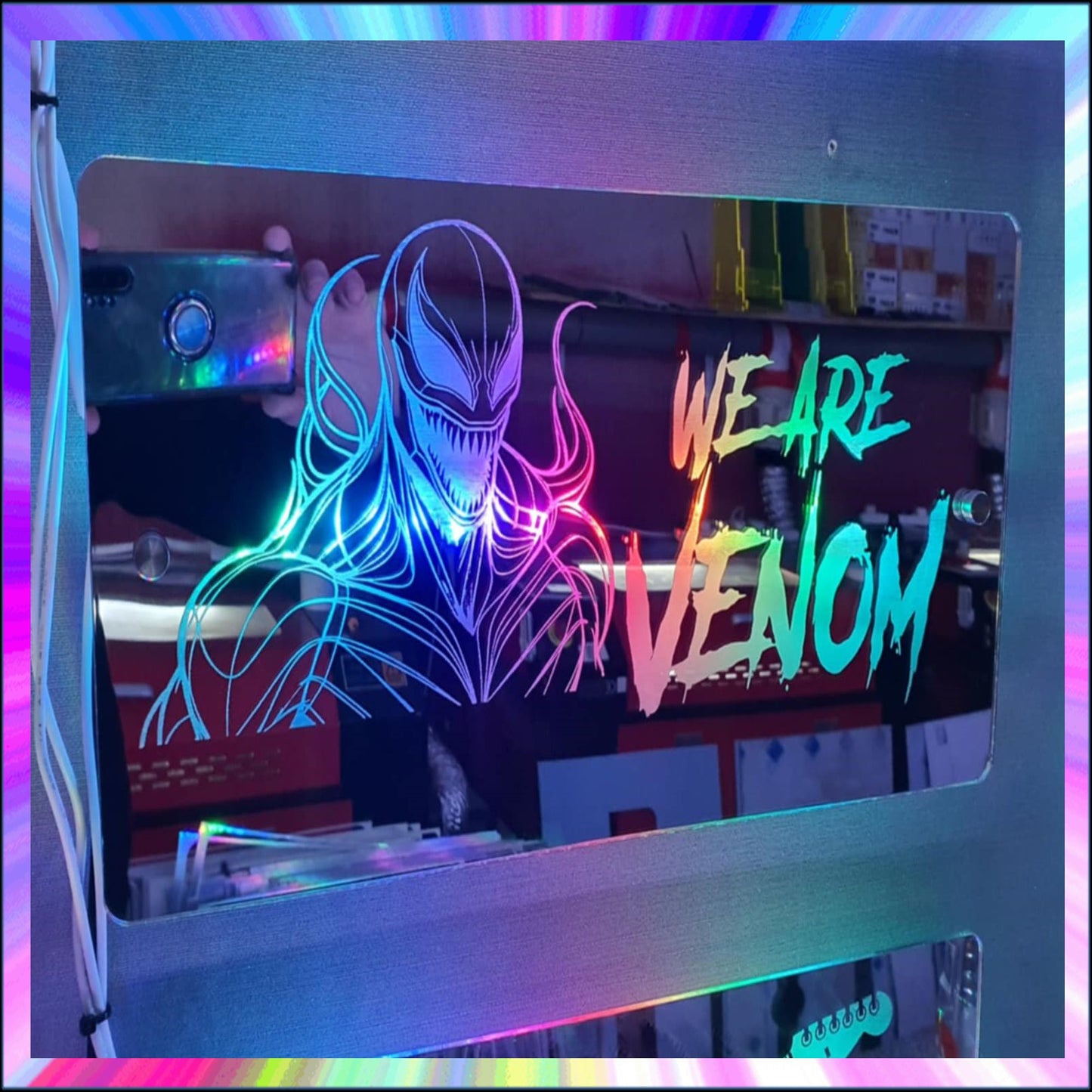 We Are Venom L.E.D Mirror with 366 Light Modes and 12 Static Light Colours and remote