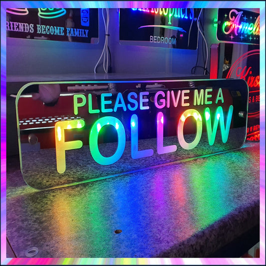 Please give us a follow L.E.D Mirror with 366 Light Modes and 12 Static Light Colours and remote