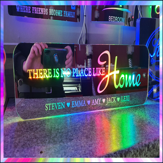 Theres no place like home L.E.D Mirror with 366 Light Modes and 12 Static Light Colours and remote