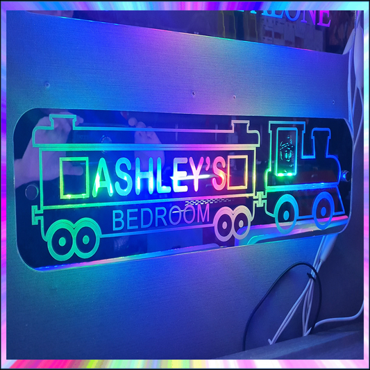Personalised Train L.E.D Mirror with 366 Light Modes and 12 Static Light Colours and remote
