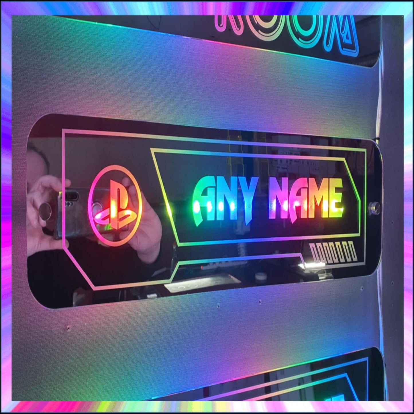 Gamertag L.E.D Mirror with 366 Light Modes and 12 Static Light Colours and remote