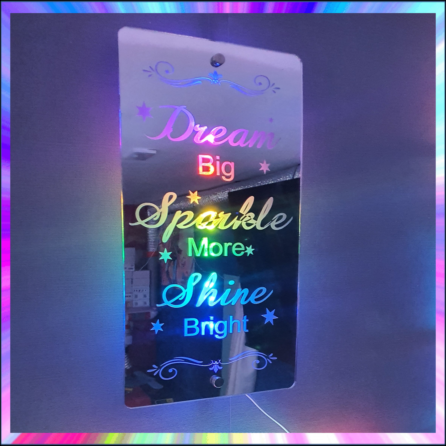 Dream Sparkle Shine L.E.D Mirror with 366 Light Modes and 12 Static Light Colours and remote