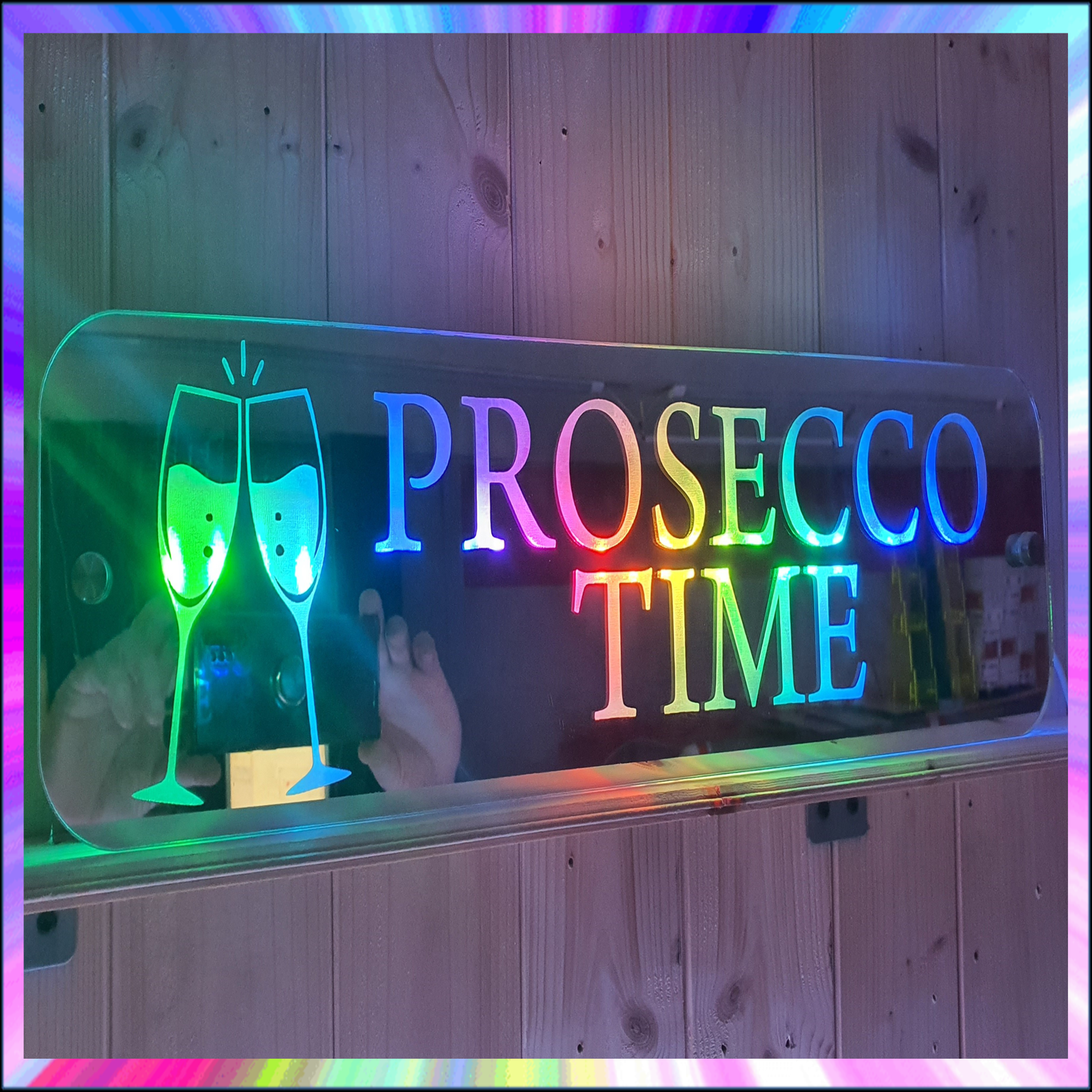 Prosecco Time L.E.D Mirror with 366 Light Modes and 12 Static Light Colours and remote