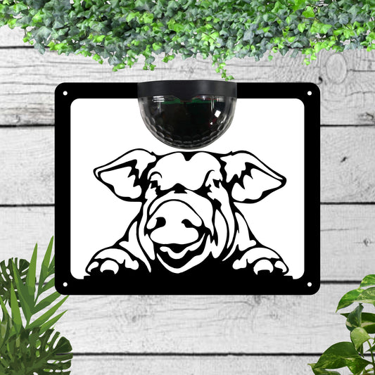 Pig Garden Solar Wall Plaque Wall Art