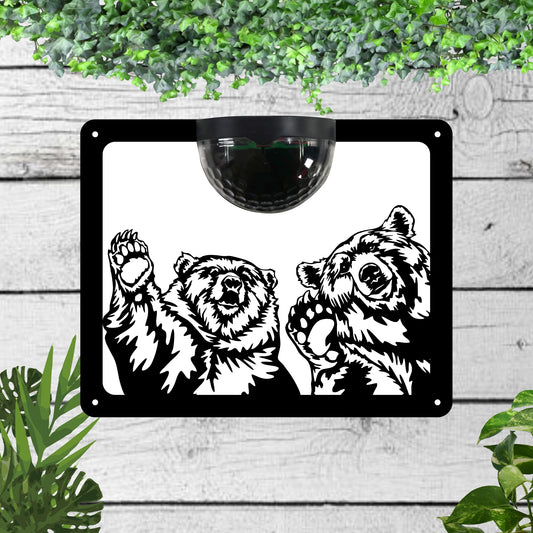 Bears Garden Solar Wall Plaque Wall Art