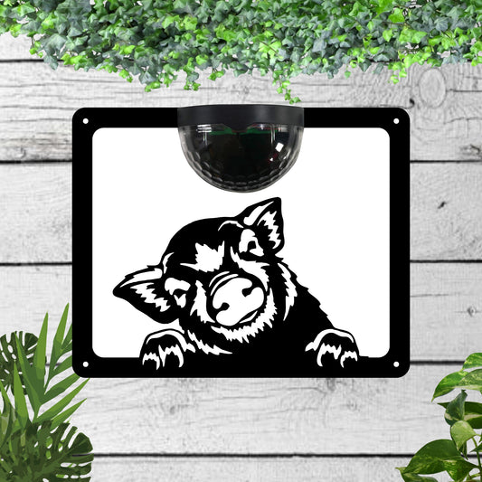 Pig Garden Solar Wall Plaque Wall Art