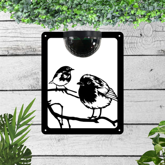 Robin and chick Garden Solar Wall Plaque Wall Art